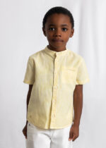 Mayoral Παιδικό Πουκάμισο κοντό λινό με γιακά Mao για Αγόρι Λαδί 26-03113-015