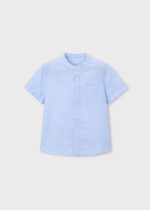 Mayoral Παιδικό Πουκάμισο κοντό λινό με γιακά Mao για Αγόρι Μπλε 26-03113-018