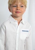 Mayoral Παιδικό Πουκάμισο μακρυμάνικο λινό για Αγόρι Λευκό 26-03117-076 - Image 2