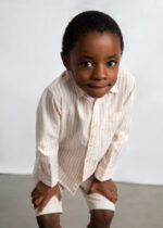 Mayoral Παιδικό Πουκάμισο μακρύ λινό με γιακά για Αγόρι Ροδακινί 26-03119-036