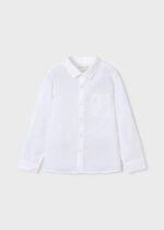 Mayoral Παιδικό Πουκάμισο μακρύ λινό με γιακά για Αγόρι Λευκό 26-03119-038