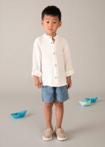 Mayoral Παιδικό Πουκάμισο μακρυμάνικο γκοφρέ  για Αγόρι Κρεμ 26-03120-033 - Image 3