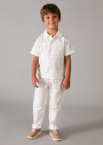 Mayoral Παιδικό λινό Παντελόνι άνετη γραμμή για Αγόρι Κρεμ 26-03576-071