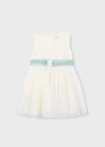 Mayoral Παιδικό Φόρεμα τούλι κεντητο για Κορίτσι Εκρού 26-03919-042 - Image 2