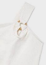 Mayoral Παιδική Μπλούζα με τιράντες ριμπ για Κορίτσι Εκρού 26-06017-029 - Image 3