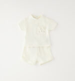 iDo Βρεφικό Σετ Κοντομάνικο Unisex Κρεμ 4G069-0111