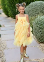 Angels Face Παιδικό Τιραντέ Φόρεμα από τούλι με εφέ καταρράκτη Cascade για Κορίτσι Κίτρινο 26-YELLOW-CASCADE