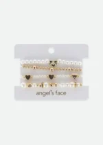 Angels Face Παιδικό Σετ βραχιόλια καρδιά & πέρλα λευκό/χρυσό για Κορίτσι Λευκό 26-SNOWDROP-BRACELET SET-HEART-PEARL - Image 3