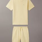 Calvin Klein Παιδικό Σετ T-Shirt & Σορτσάκι Ottoman για Αγόρι Κίτρινο LVCKSJI19B-ZA0