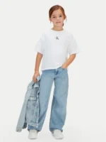 Calvin Klein Παιδικό Boxy Κοντομάνικο T-Shirt με Logo CK για Κορίτσι Λευκό LVCKSJA16G-YAF – Bild 2