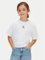 Calvin Klein Παιδικό Boxy Κοντομάνικο T-Shirt με Logo CK για Κορίτσι Λευκό LVCKSJA16G-YAF