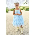 Angels Face Παιδικό Τιραντέ Φόρεμα από τούλι με εφέ καταρράκτη Cascade για Κορίτσι Μπλε 26-PALE BLUE-CASCADE
