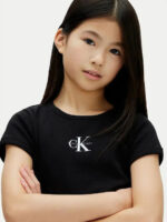 Calvin Klein Παιδικό Rib Μπλουζάκι Baby με Μονόχρωμο Logo για Κορίτσι Μαύρο LVCKSJB11G-BEH - Image 2