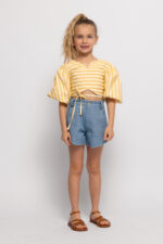 Alice Παιδική Μπλούζα Τοπάκι Ριγέ με Άνοιγμα για Κορίτσι Καφέ Κίτρινη S26-A14023-03 - Image 3