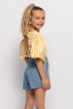 Alice Παιδική Μπλούζα Τοπάκι Ριγέ με Άνοιγμα για Κορίτσι Καφέ Κίτρινη S26-A14023-03