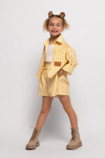 Alice Παιδικό Σετ Πουκάμισο με Σορτς Κιτρινό Ριγέ S26-A18102-03