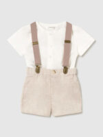 Mayoral Newborn Βρεφικό Σετ Παντελόνι Κοντό με Μπλουζάκι για Αγόρι Μπεζ 26-01278-041