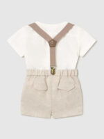 Mayoral Newborn Βρεφικό Σετ Παντελόνι Κοντό με Μπλουζάκι για Αγόρι Μπεζ 26-01278-041 - Image 2
