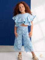 Abel & Lula Παιδικό Σετ Παντελόνι Ζιπ Κιλότ Γκιπούρ για Κορίτσι Μπλε 26-05212-011