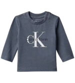 Calvin Klein Βρεφική Μακρυμάνικη μπλούζα με λογότυπο για Αγόρι Μπλε LV1CKTJA49-CHX-Nightshadow-Blue