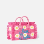 MC2 Saint Barth Παιδική Τσάντα Ροζ Πλεκτή Colette Crocket  Cr Vflpatch 21 COL0009-03653B - Image 3