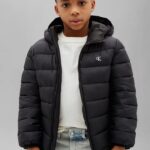 Calvin Klein Παιδικό Ελαφρύ καπιτονέ μπουφάν με μονόγραμμα για Αγόρι Μαύρο LVCKTJM15B-BEH-Pvh-Black