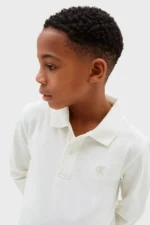 Calvin Klein Παιδική Μονόχρωμη μακρυμάνικη μπλούζα τύπου πόλο για Αγόρι Εκρού LVCKTJB15B-YAS-Tofu - Image 2
