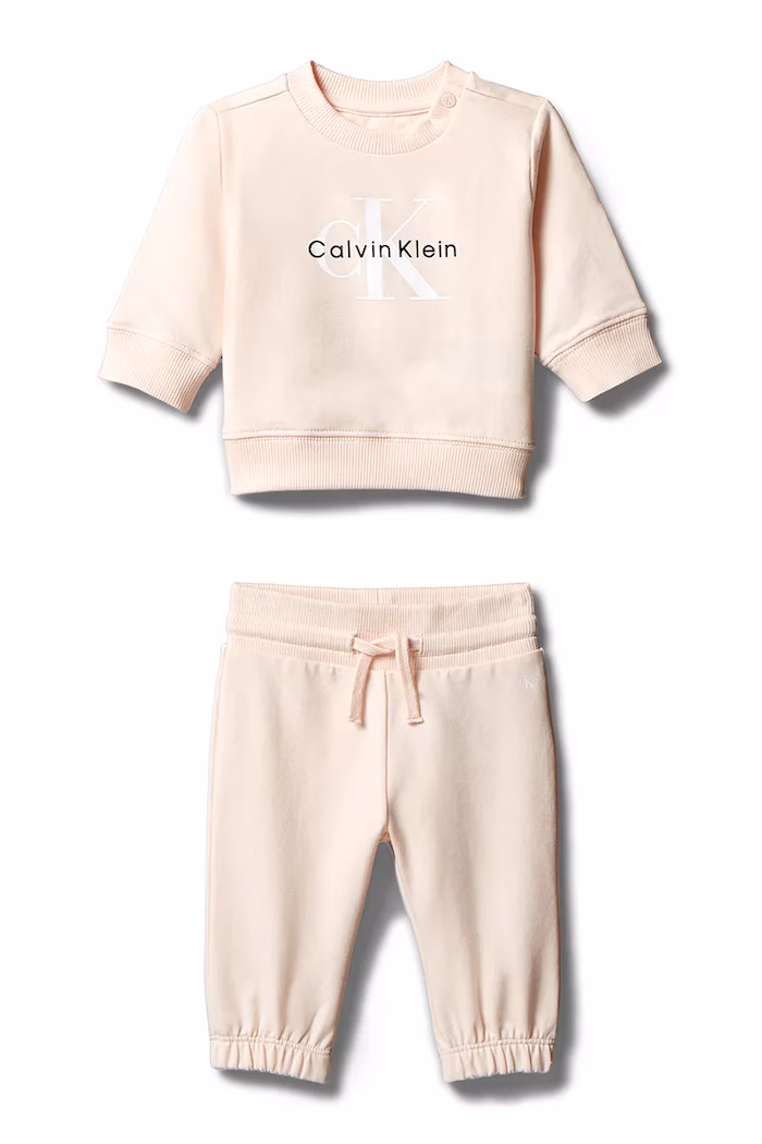AW26-DKKZZU-03X_F1 Calvin Klein Βρεφικό Σετ φούτερ με στρογγυλή λαιμόκοψη και λογότυπο για Κορίτσι Ροζ LV1CKTJI13-T0R-Mangano-Calcite - Image 1