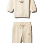 Calvin Klein Βρεφικό Σετ με ασορτί σχέδιο για Αγόρι Εκρού LV1CKTJI14-YAS-Tofu